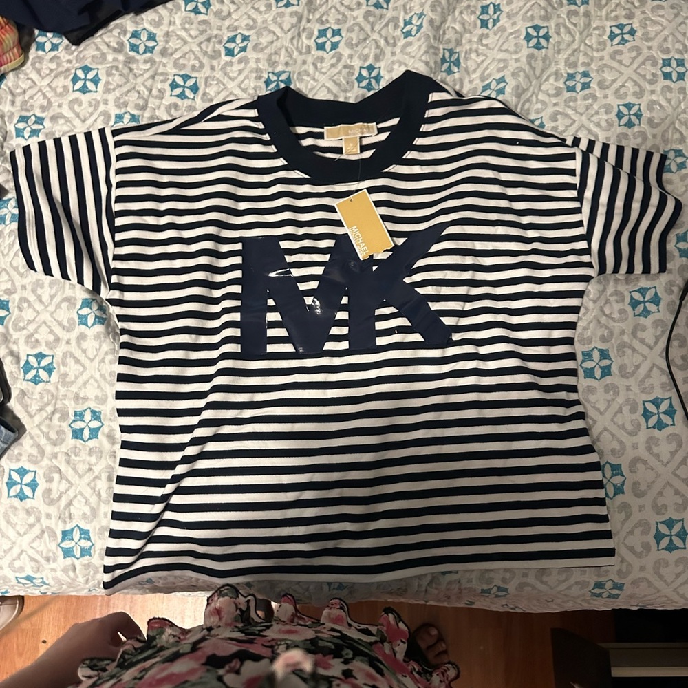 Michael Kors Kids Striped Navy T-Shirt